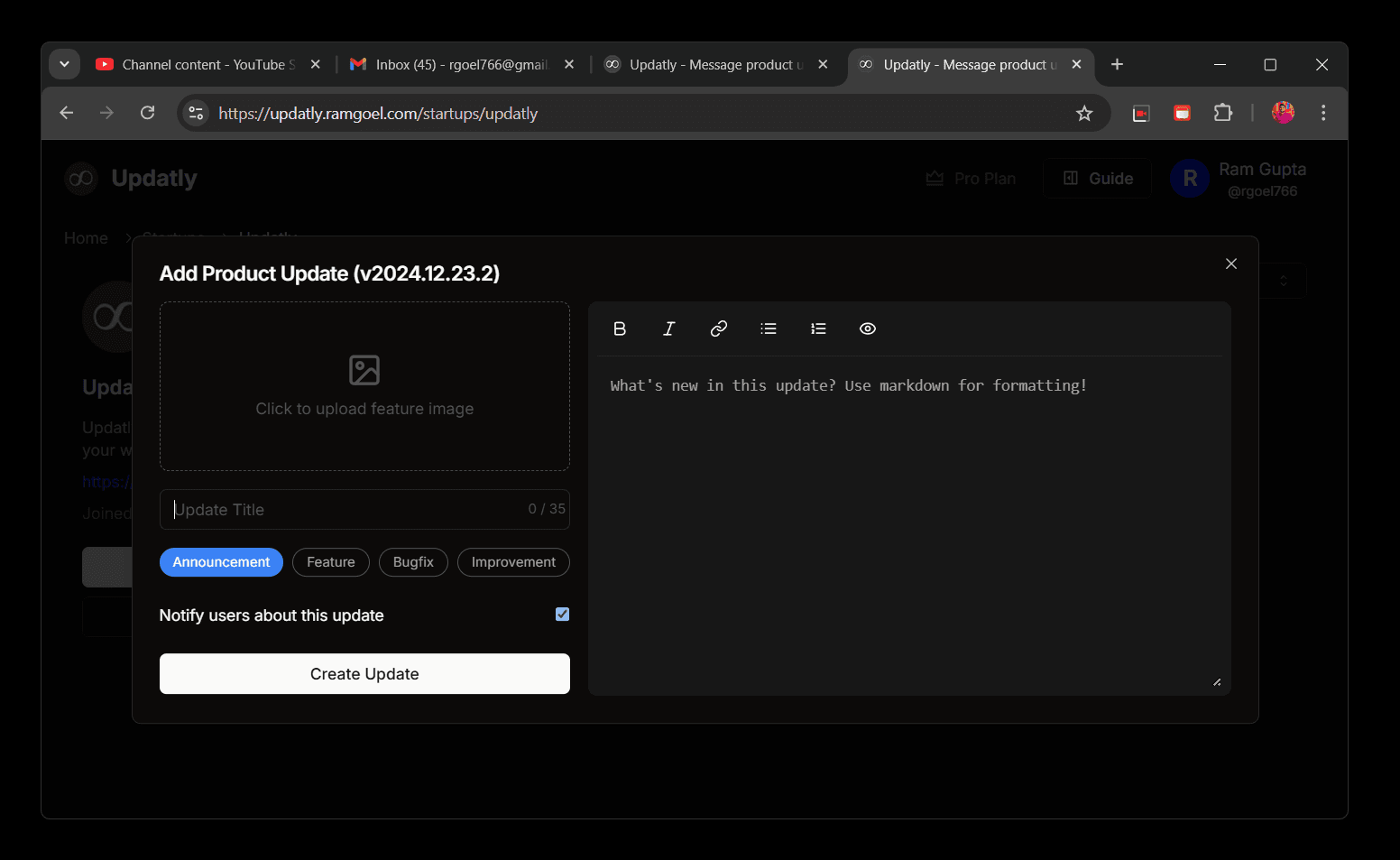 Create updates
